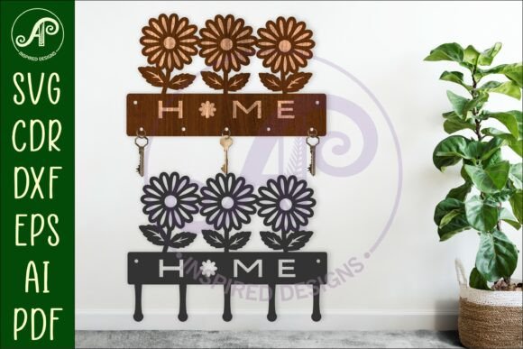 3 Daisies Key Holder Designs for Laser & Metal