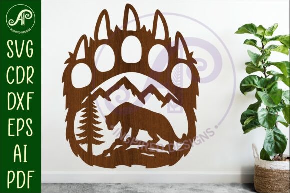 Bear Paw Print with Cougar Wall Sign