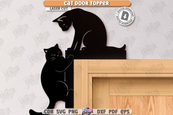 Creative Cat Door Corner Laser Cut Wall Signs