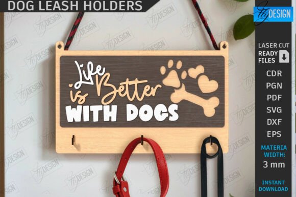 Custom Wall Dog Leash Hooks Laser Cut Pet SVG Guide