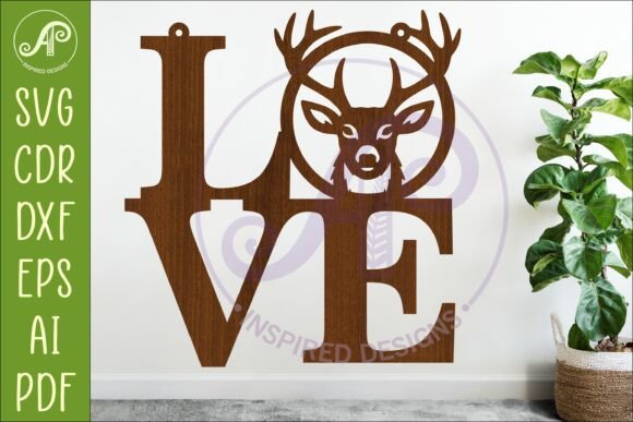 Deer LOVE SVG: Rustic Deer Head Sign SVG for Modern Crafters