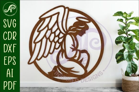 Kneeling Angel Name Sign SVG for Prayer Decor
