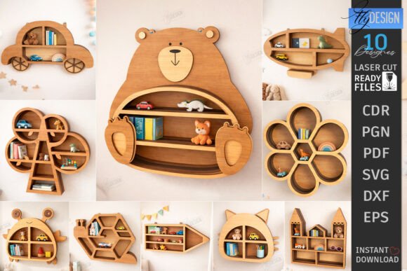 Modern Wall Shelf Laser Cut Bundle CNC Guide