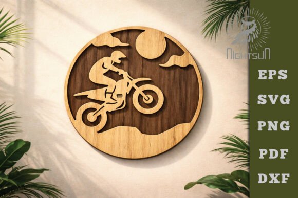 Motocross Round Lasercut Wall Decor SVG