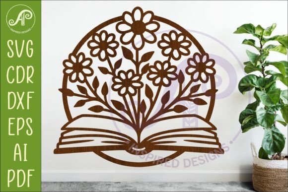 Open Book Floral Wall Art SVG Laser Cut