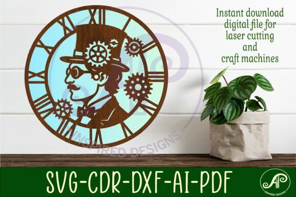 Steampunk Man Wall Clock Laser Cut Files Guide